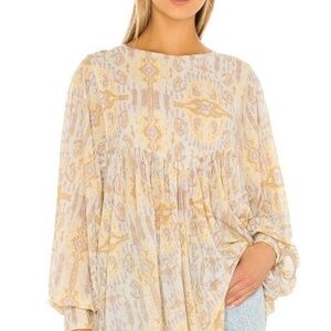 Free People This Is It Tunic Top Oversized Flowy Dolman Sleeve Print Boho